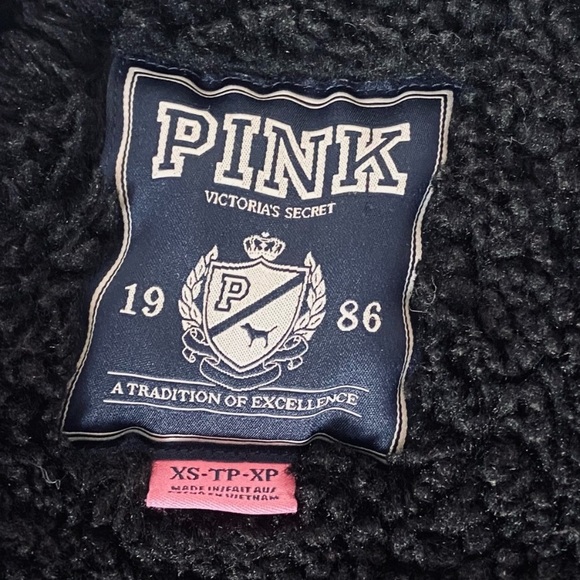 PINK Victoria’s Secret Sherpa Lined Hoodie Sweatshirt Love Pink Bling Size XS - Picture 7 of 8